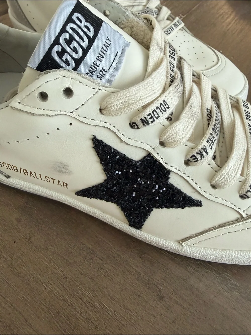 Golden Goose Ball Star Sneakers with Black Star & Gold Heel - Picture 5 of 10